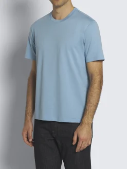 Sky blue organic gassed organic cotton T-shirt