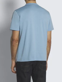 Sky blue organic gassed organic cotton T-shirt
