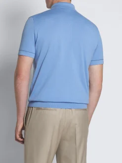 Sky blue Sea Island cotton piqué polo