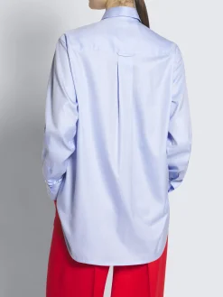 Sky blue Sea Island cotton twill shirt