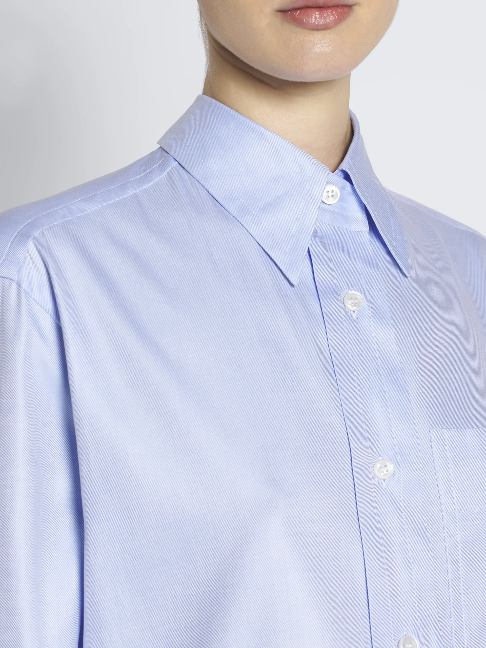 Sky blue Sea Island cotton twill shirt