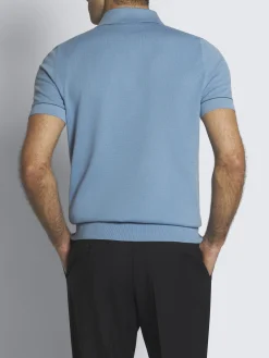 Sky blue Sea Island piqué cotton polo