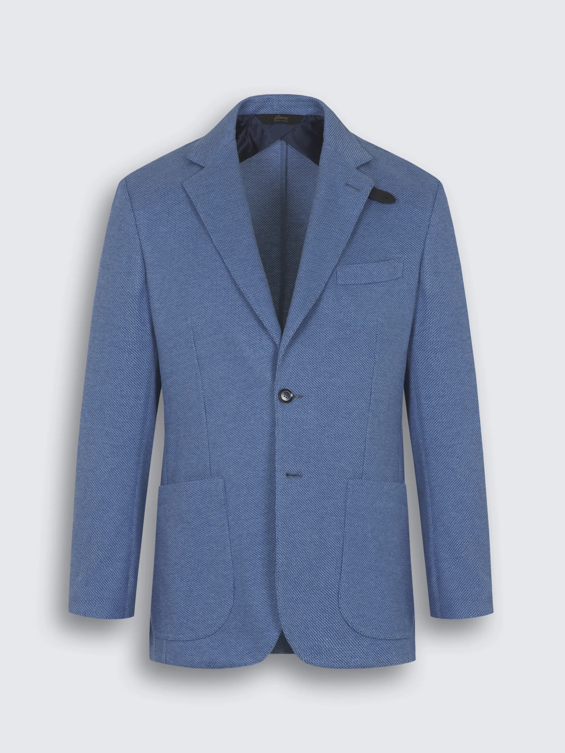 Sky blue silk and cotton jersey blazer