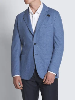 Sky blue silk and cotton jersey blazer
