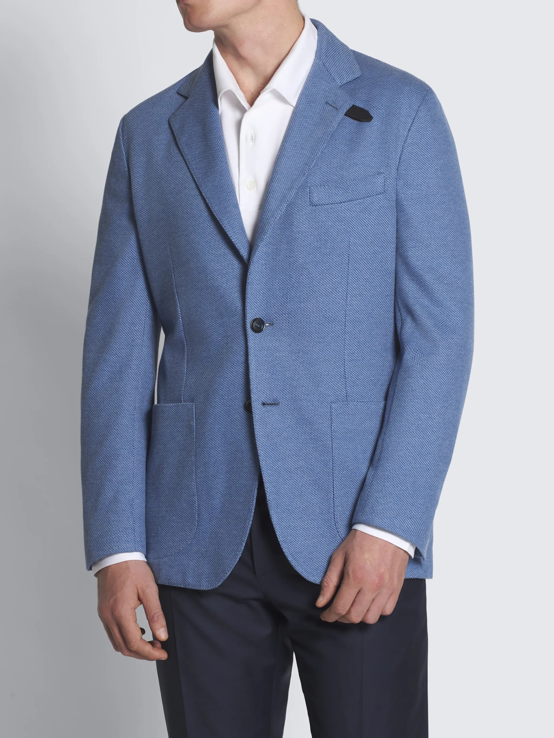 Sky blue silk and cotton jersey blazer