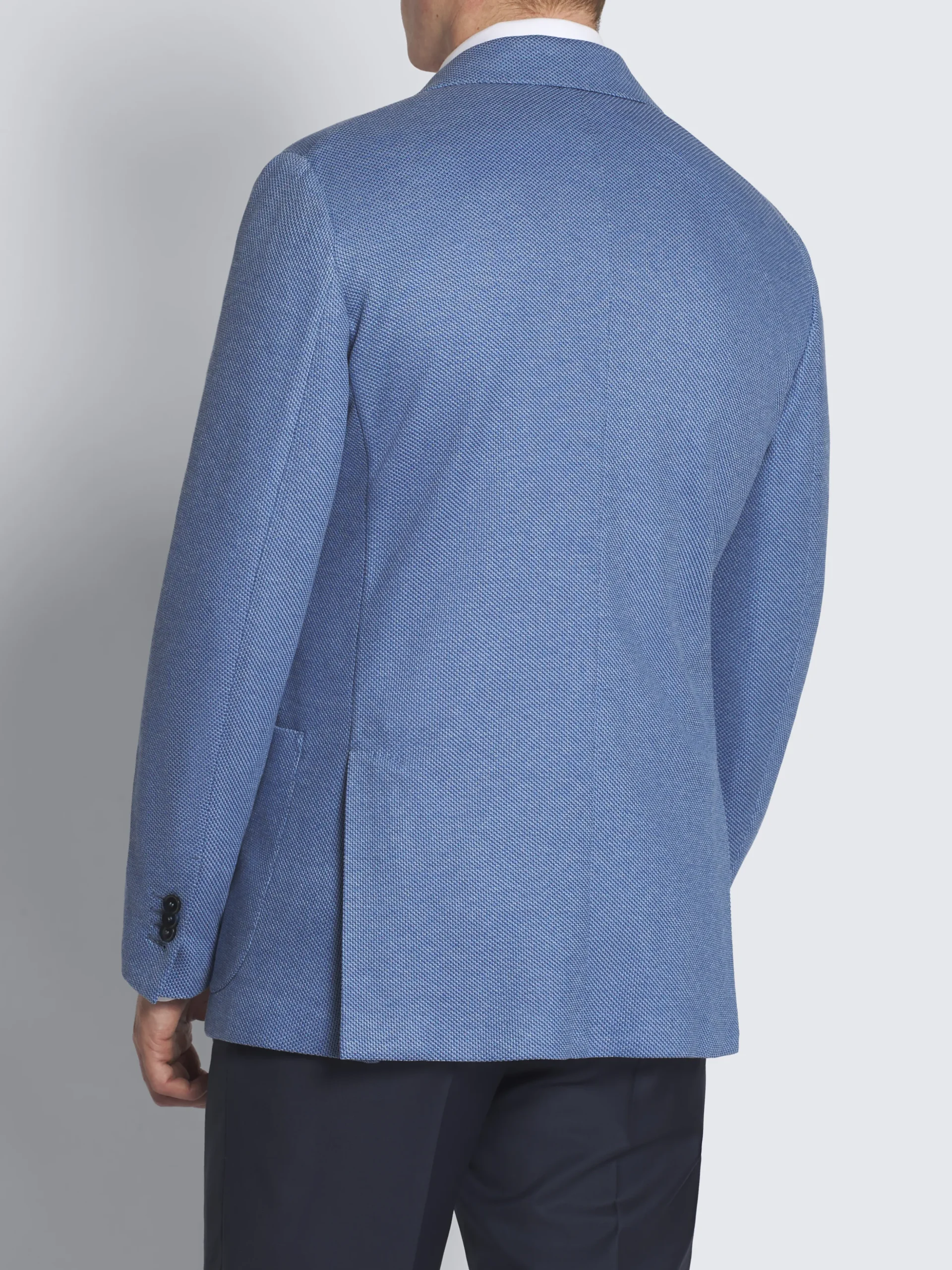 Sky blue silk and cotton jersey blazer