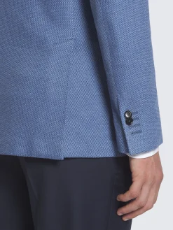 Sky blue silk and cotton jersey blazer