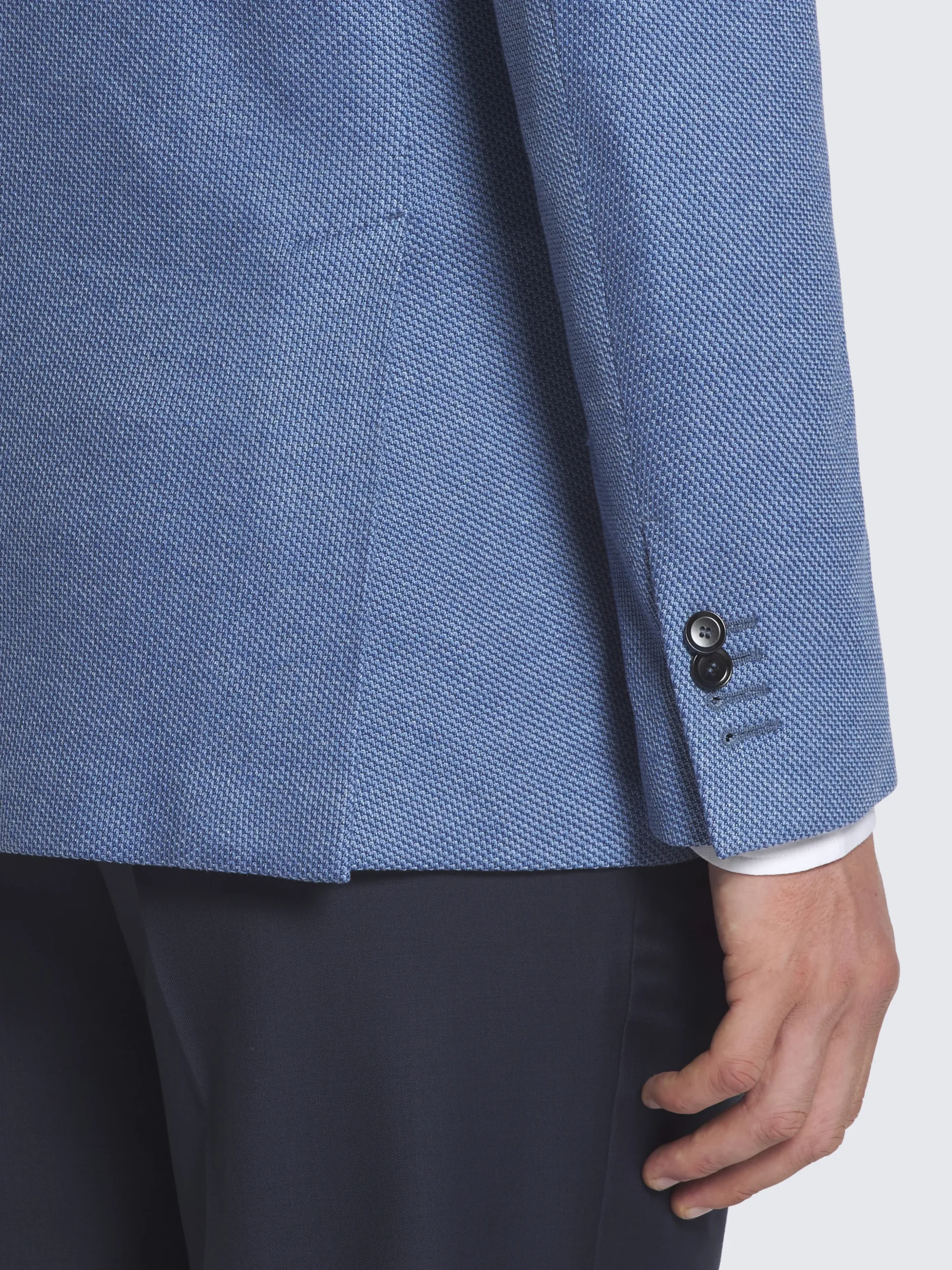 Sky blue silk and cotton jersey blazer