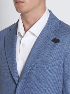 Sky blue silk and cotton jersey blazer