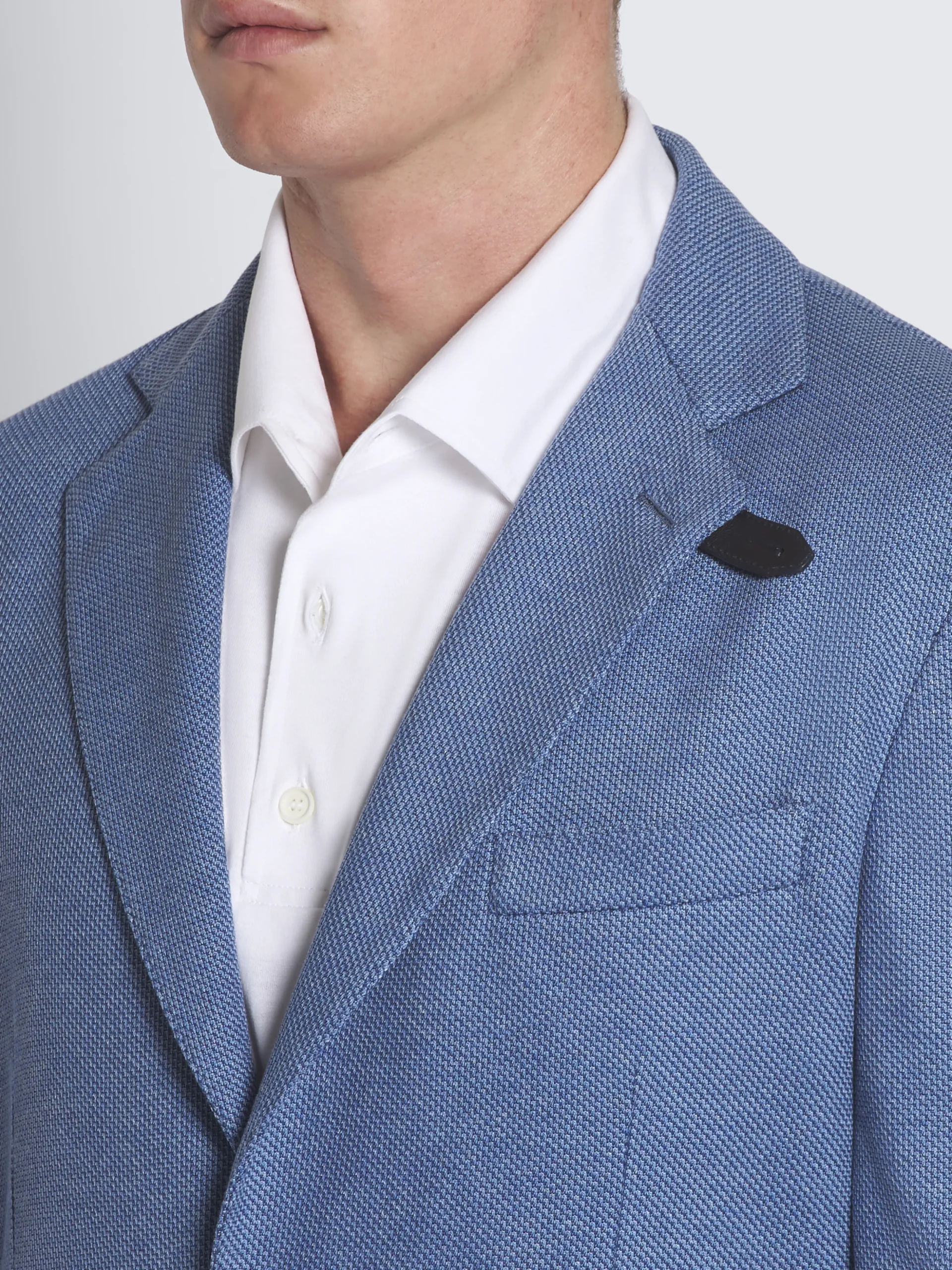 Sky blue silk and cotton jersey blazer