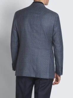 Steel blue glen plaid wool Ravello jacket