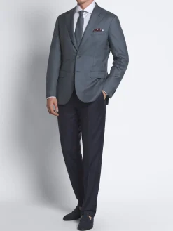 Steel blue glen plaid wool Ravello jacket