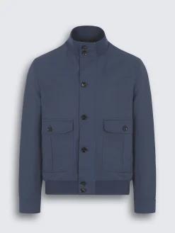 Steel blue technical linen 75 blouson