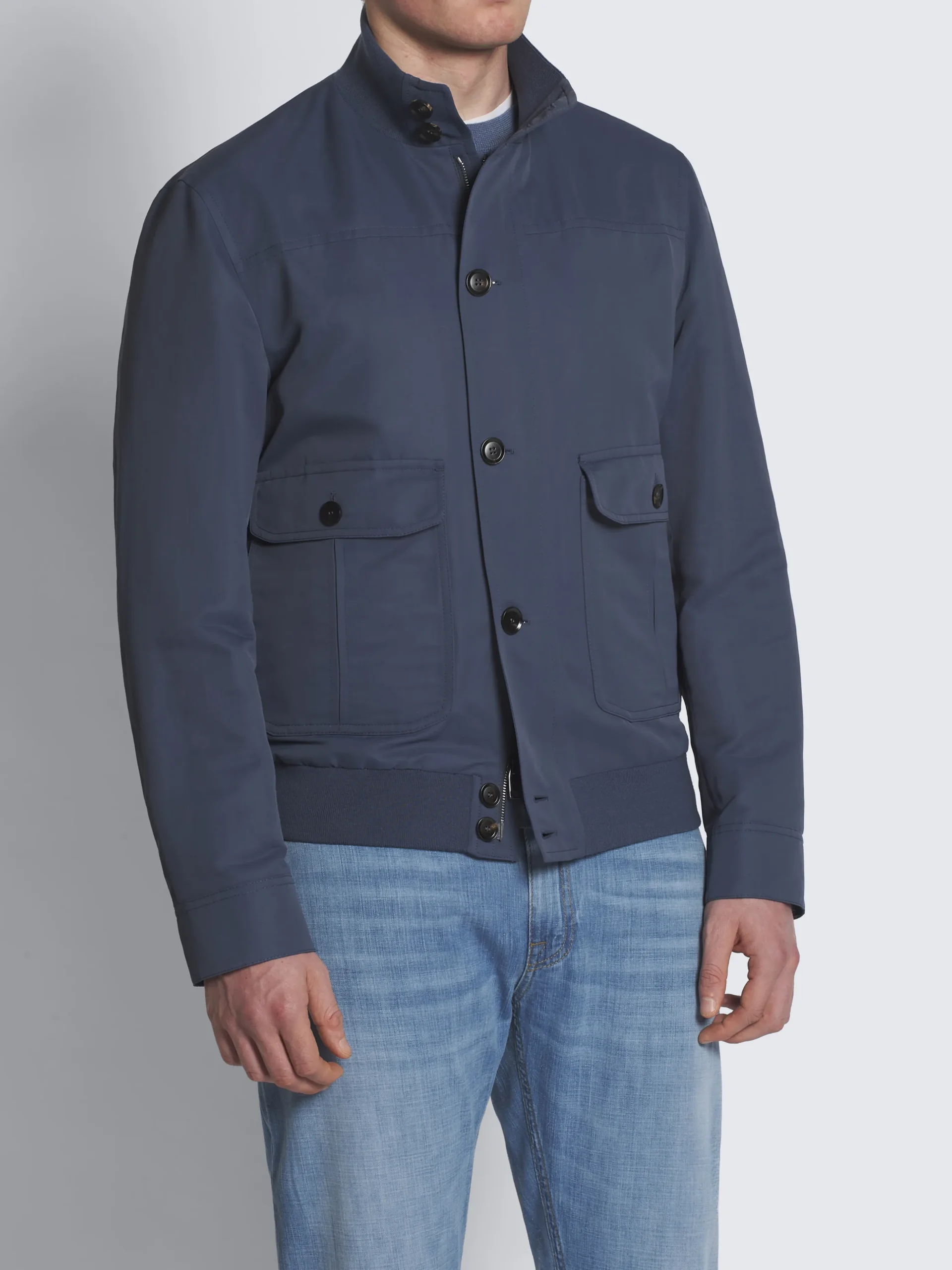 Steel blue technical linen 75 blouson
