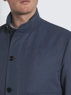 Steel blue technical linen 75 blouson