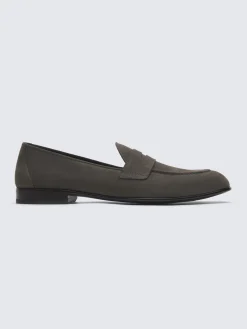 Taupe nubuck Appia penny loafers