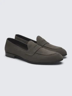 Taupe nubuck Appia penny loafers