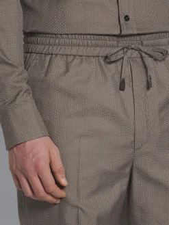 Taupe silk seersucker Asolo trousers