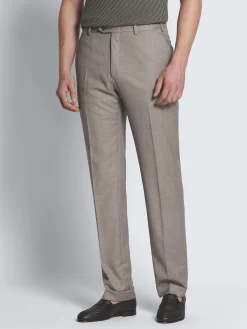 Taupe Super 130's wool sharkskin Tigullio trousers