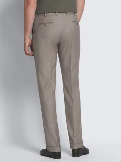 Taupe Super 130's wool sharkskin Tigullio trousers