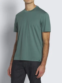 Teal green gassed organic cotton T-shirt