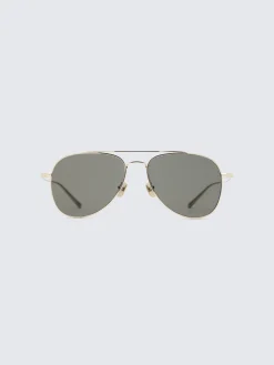 Titanium gold and dark grey double bridge sunglasses