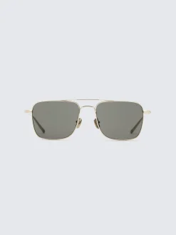 Titanium gold and grey double bridge sunglasses