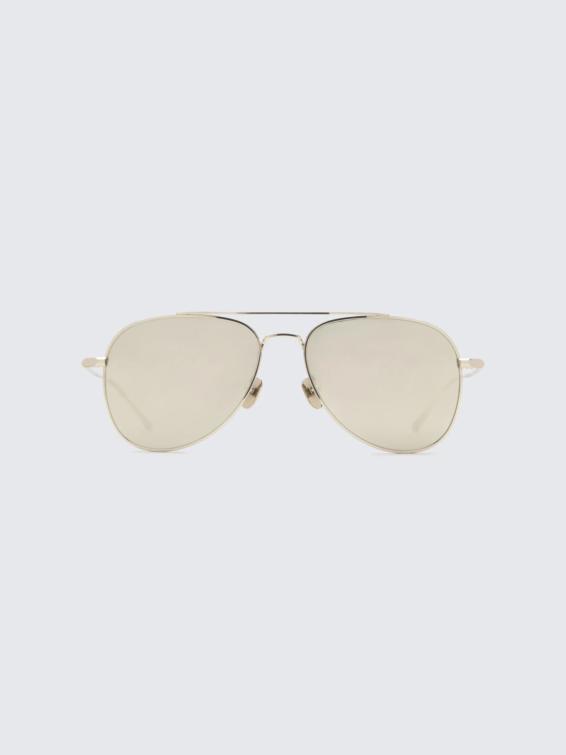 Titanium gold and grey pilot shape sunglasses