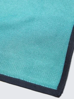 Turquoise and navy blue silk pocket square