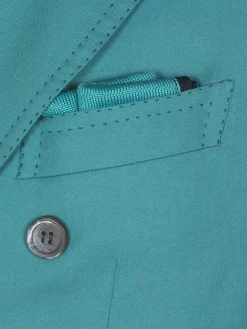 Turquoise and navy blue silk pocket square