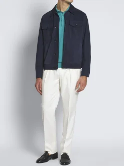 Turquoise blue Sea Island cotton piqué polo