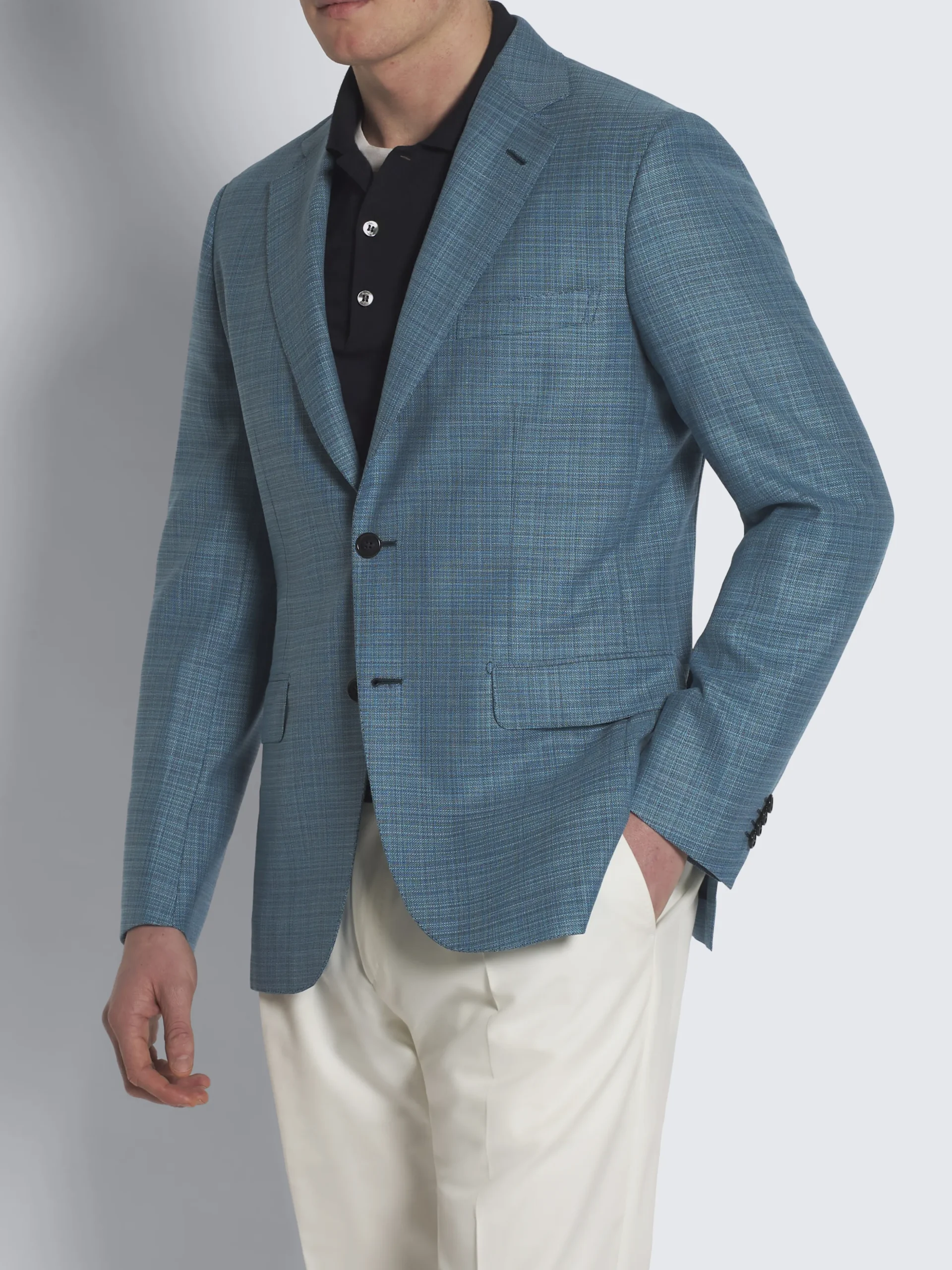 Turquoise checked wool Plume jacket