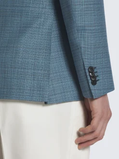 Turquoise checked wool Plume jacket
