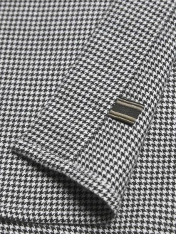 White and black houndstooth Ventiquattro flannel cotton hidden button-down shirt