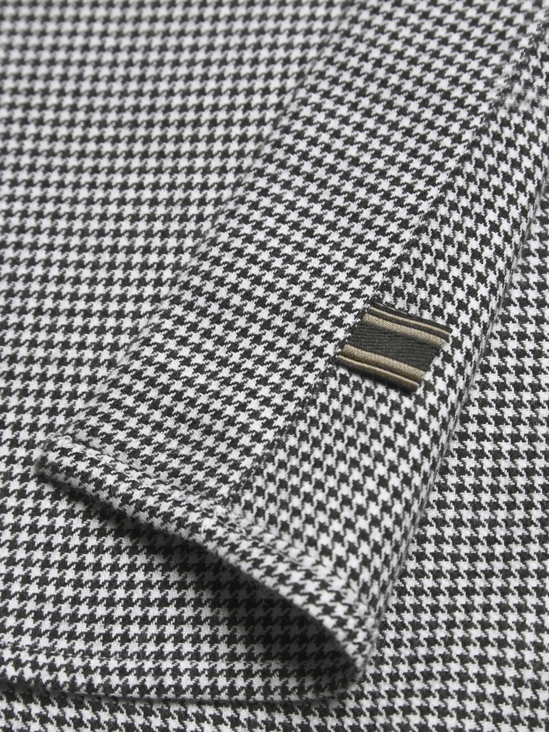 White and black houndstooth Ventiquattro flannel cotton hidden button-down shirt