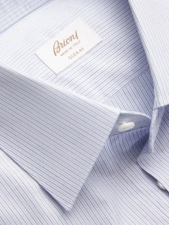 White and blue striped Giza 45 cotton formal shirt