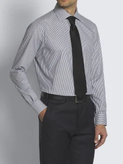 White and dark grey striped organic cotton formal shirt