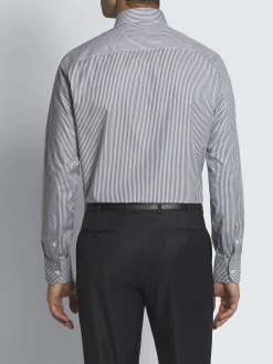White and dark grey striped organic cotton formal shirt
