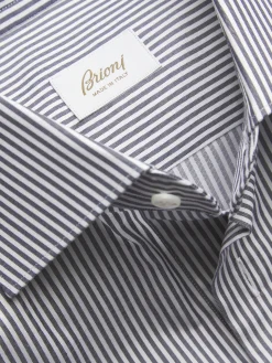 White and dark grey striped organic cotton formal shirt