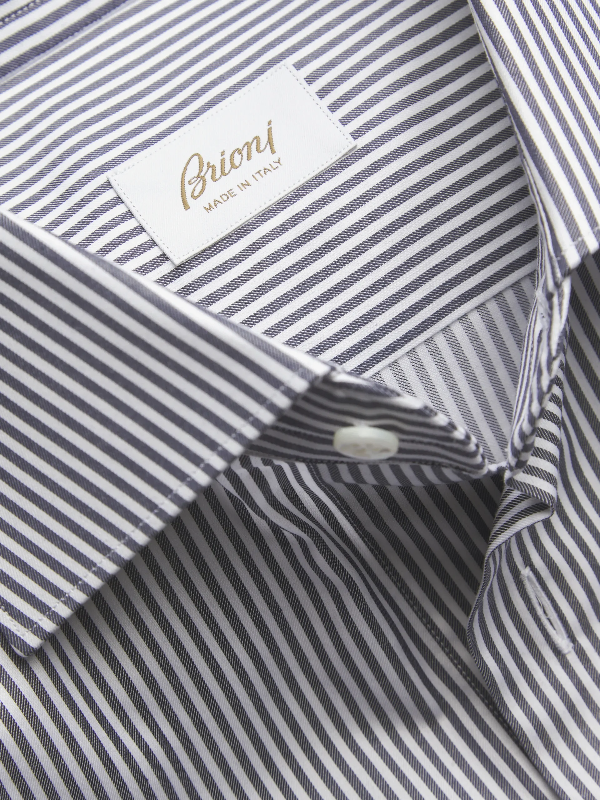 White and dark grey striped organic cotton formal shirt