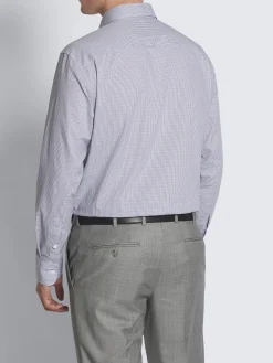White and grey checked cotton hidded button-down shirt
