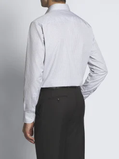 White and lead grey checked cotton formal shirt