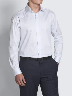 White and light blue striped organic cotton formal shirt