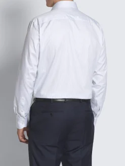 White and light blue striped organic cotton formal shirt