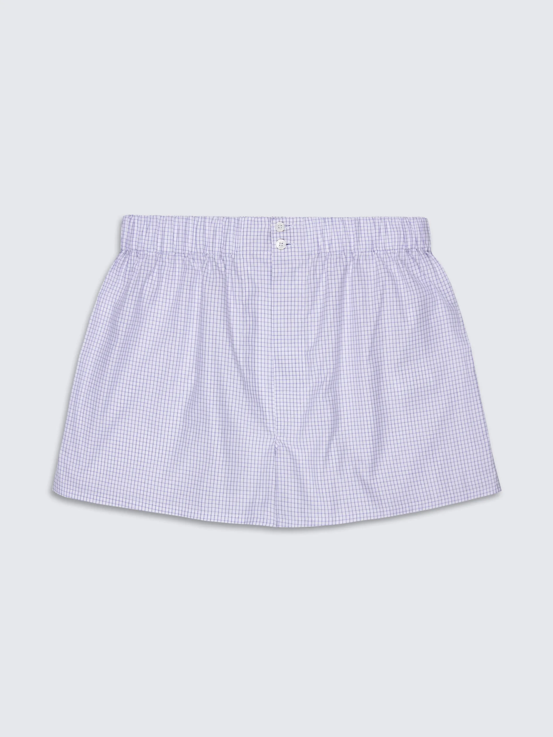 White and lilac checked Giza 45 cotton boxer shorts