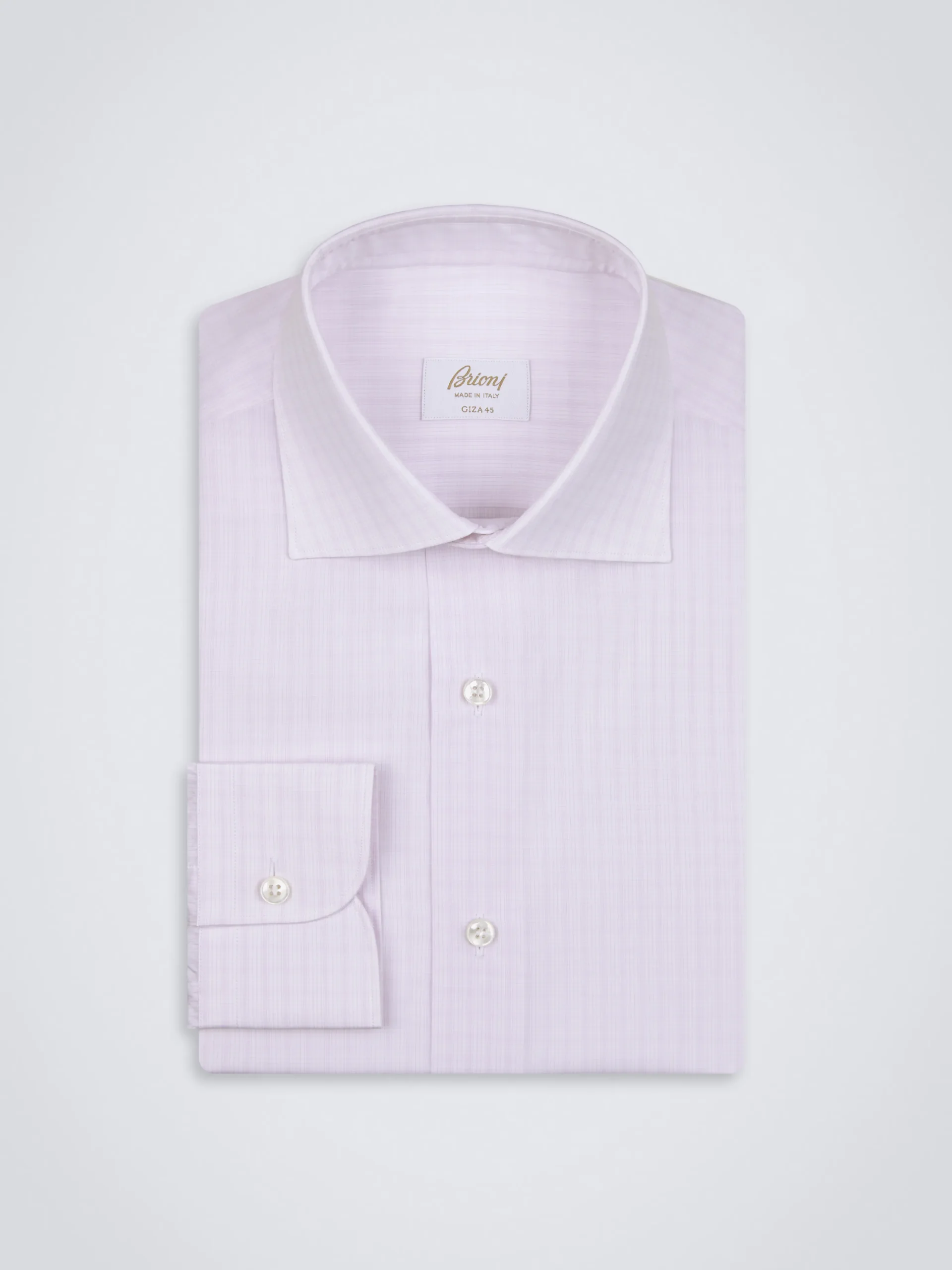 White and lilac checked Giza 45 cotton formal shirt