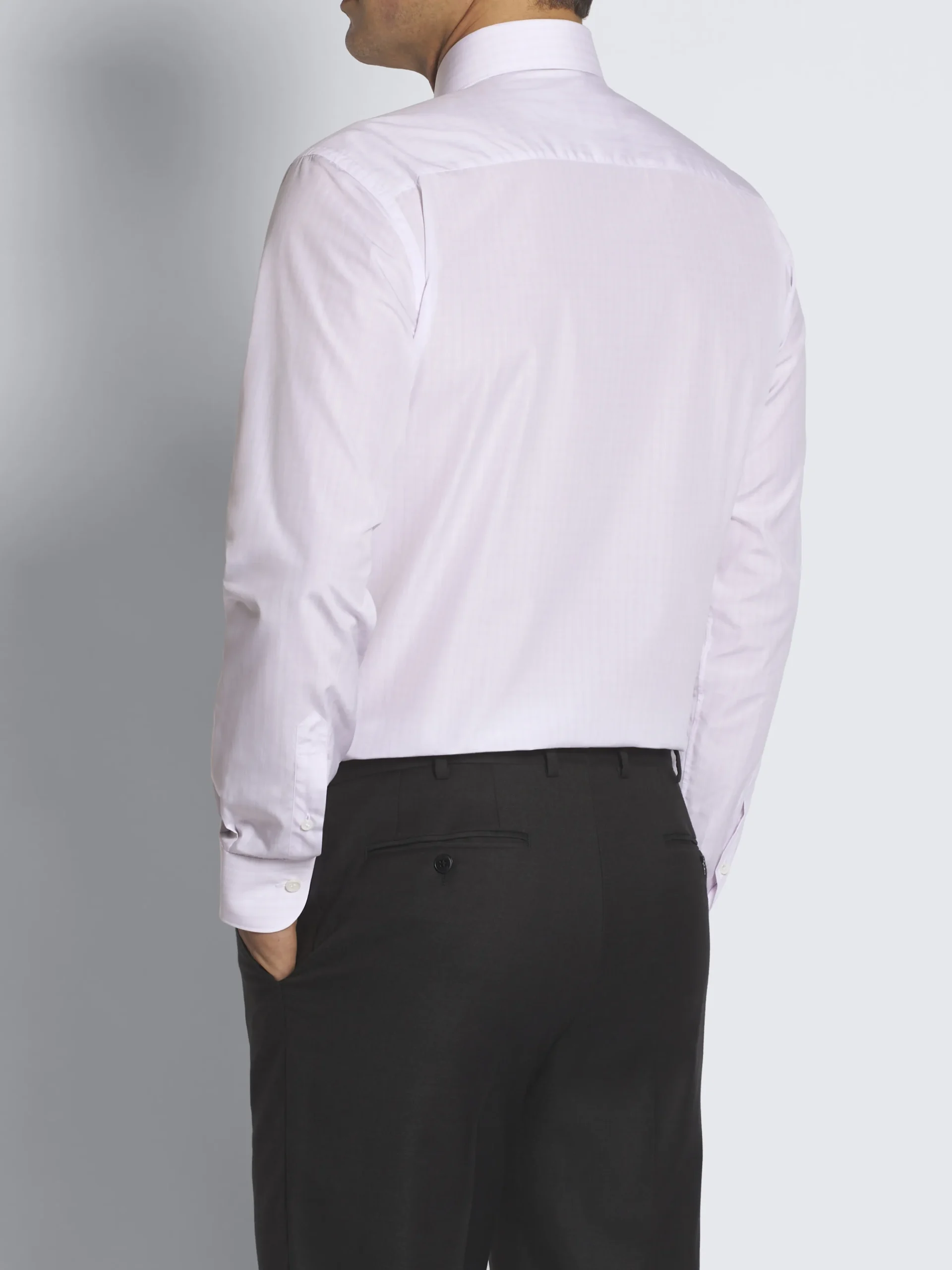 White and lilac checked Giza 45 cotton formal shirt