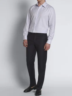 White and lilac micro-checked Ginza 45 cotton formal shirt