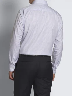 White and lilac micro-checked Ginza 45 cotton formal shirt