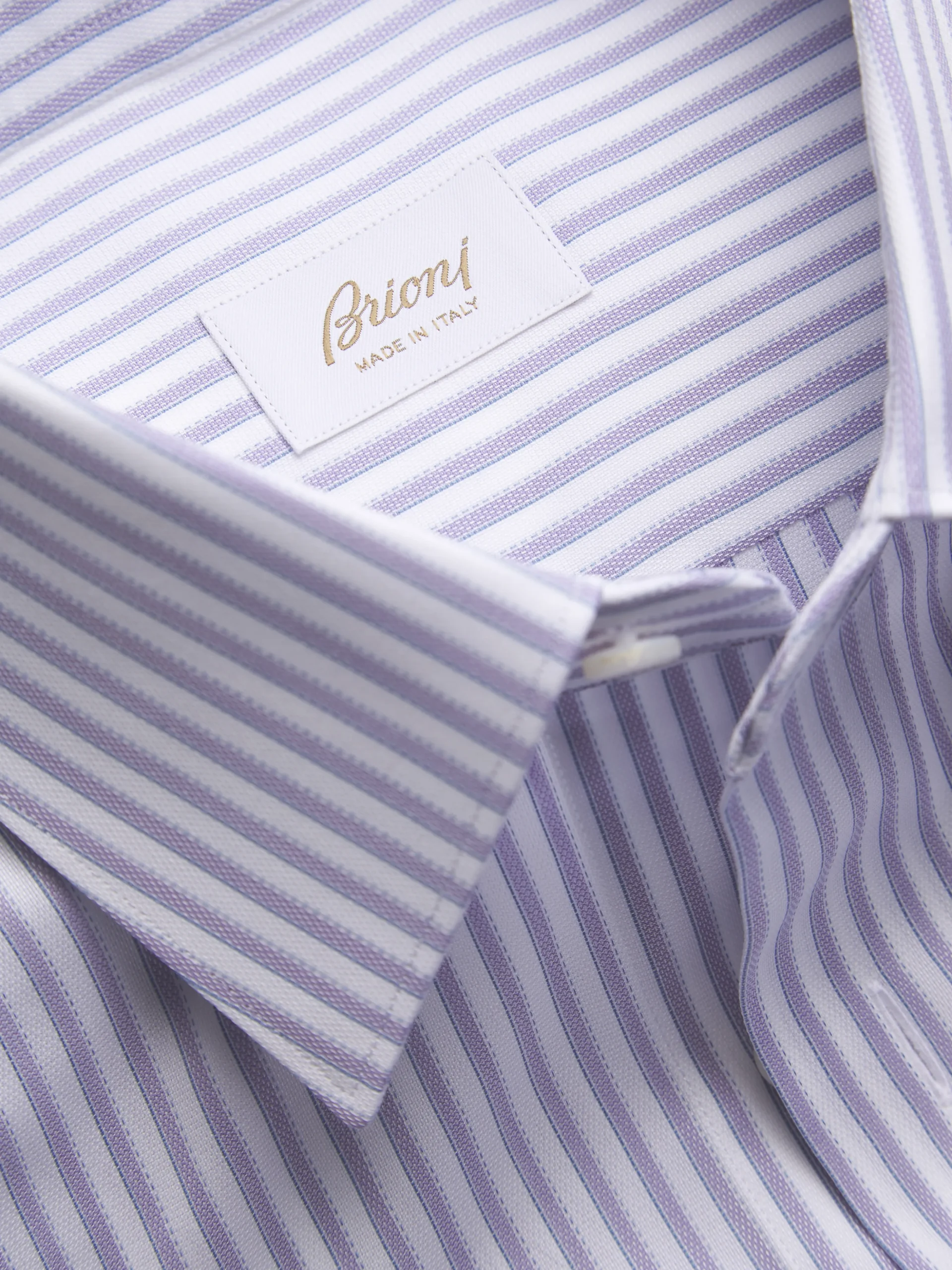 White and lilac striped cotton formal shirt